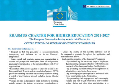 Cenifer CISER Carta Erasmus 2021