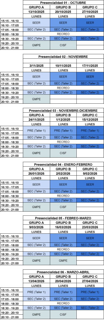 Cenifer Calendario Renovables OL 2025-2026 - Sesiones presenciales